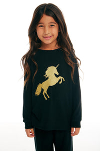 Clearance - Chaser Gold Unicorn Knit Raglan