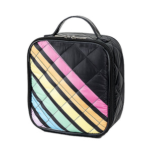 DIAMOND STITCH PUFFER LUNCH BOX W/ ANGLE STRIPES