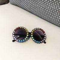 Color Rhinestone Round Frame Sunnies